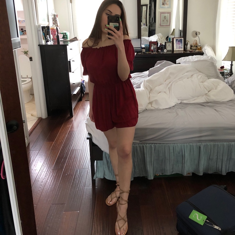 Brandy Melville Maroon Romper